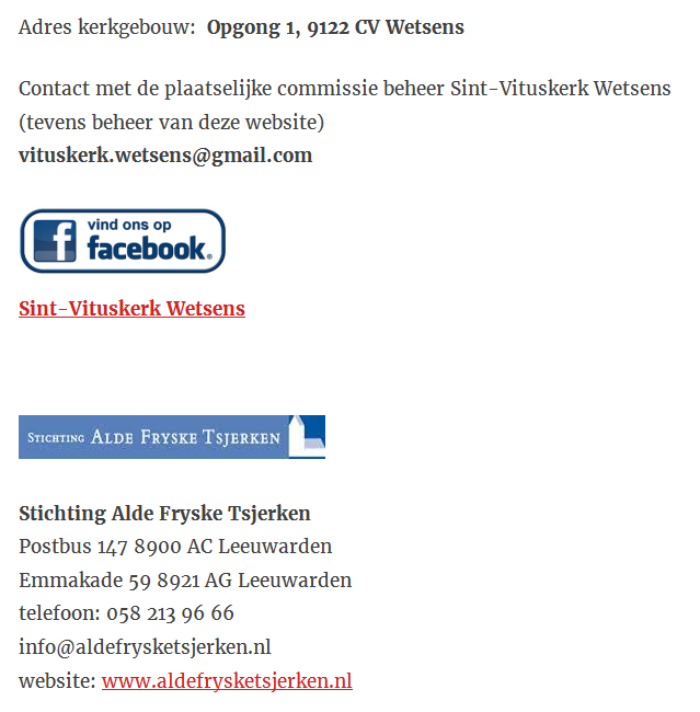 Contact Vitus Kerk Wetsens